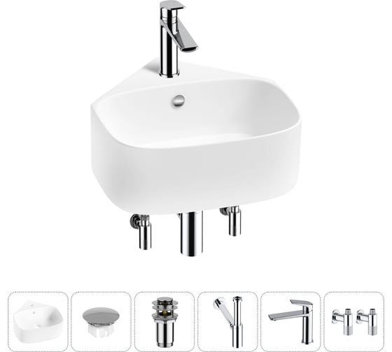 Мини-раковина для ванной комнаты или туалета Wellsee WC Area в наборе 6 в 1 20217189R