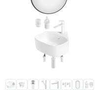 Мини-раковина для ванной комнаты или туалета Wellsee WC Area в наборе 8 в 1 20217816R