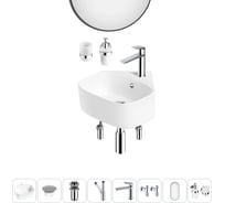 Мини-раковина для ванной комнаты или туалета Wellsee WC Area в наборе 8 в 1 20217815R