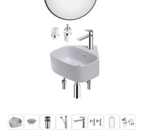 Мини-раковина для ванной комнаты или туалета Wellsee WC Area в наборе 8 в 1 20217834R