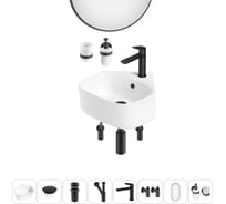 Мини-раковина для ванной комнаты или туалета Wellsee WC Area в наборе 8 в 1 20217817R