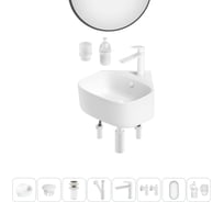Мини-раковина для ванной комнаты или туалета Wellsee WC Area в наборе 8 в 1 20217824R