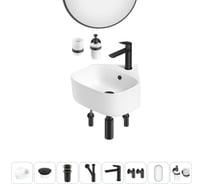 Мини-раковина для ванной комнаты или туалета Wellsee WC Area в наборе 8 в 1 20217825R