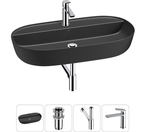 Накладная раковина для ванной комнаты Wellsee Chic Riviera в наборе 4 в 1 20214949R 1