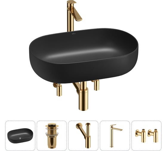 Накладная раковина для ванной комнаты Wellsee Chic Riviera в наборе 5 в 1 20214758R 1