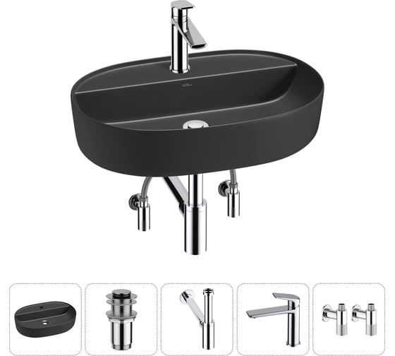 Накладная раковина для ванной комнаты Wellsee Chic Riviera в наборе 5 в 1 20214900R 1