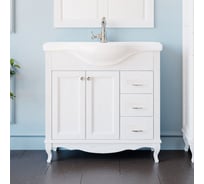 Комплект ValenHouse ЭЛЛИНА-80, тумба с умывальником Эрика 80, Белый ручки хром, КE80_ТБХ