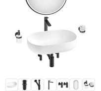Накладная раковина для ванной комнаты Wellsee Chic Riviera в наборе 7 в 1 20217680R