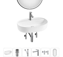 Накладная раковина для ванной комнаты Wellsee Chic Riviera в наборе 6 в 1 20217787R