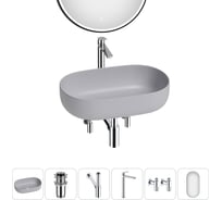 Накладная раковина для ванной комнаты Wellsee Chic Riviera в наборе 6 в 1 20217785R
