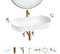 Накладная раковина для ванной комнаты Wellsee Chic Riviera в наборе 7 в 1 20217705R