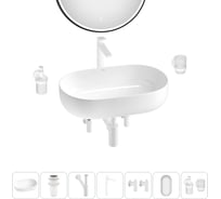 Накладная раковина для ванной комнаты Wellsee Chic Riviera в наборе 7 в 1 20217674R