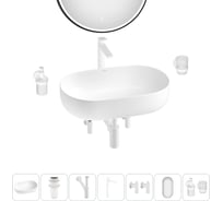 Накладная раковина для ванной комнаты Wellsee Chic Riviera в наборе 7 в 1 20217682R
