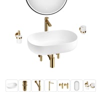 Накладная раковина для ванной комнаты Wellsee Chic Riviera в наборе 7 в 1 20217681R