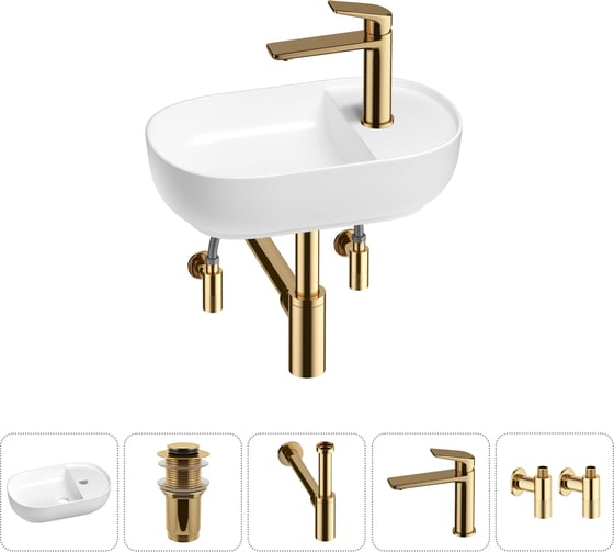 Мини-раковина для ванной комнаты или туалета Wellsee WC Area в наборе 5 в 1 20212107R 1