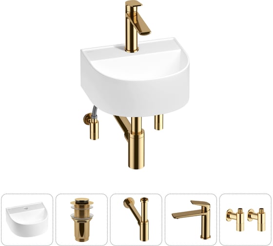 Мини-раковина для ванной комнаты или туалета Wellsee WC Area в наборе 5 в 1 20212123R 1