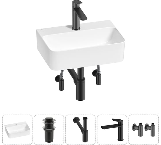 Мини-раковина для ванной комнаты или туалета Wellsee WC Area в наборе 5 в 1 20213607R 1