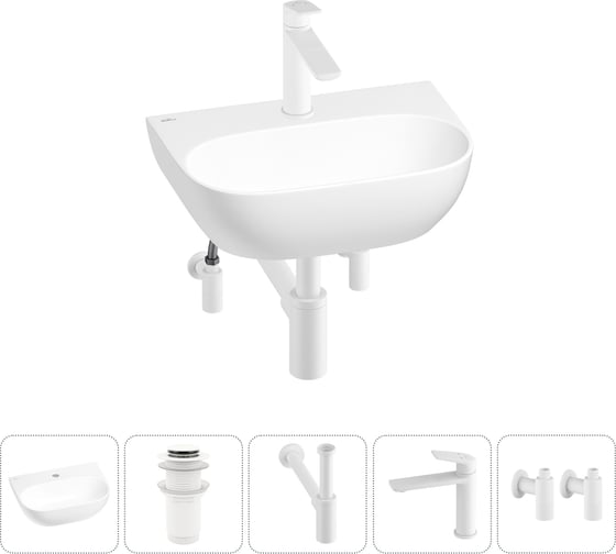 Мини-раковина для ванной комнаты или туалета Wellsee WC Area в наборе 5 в 1 20212200R 1