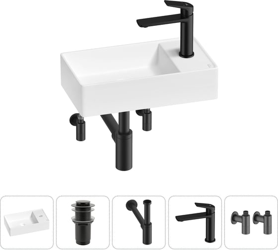 Мини-раковина для ванной комнаты или туалета Wellsee WC Area в наборе 5 в 1 20213639R 1