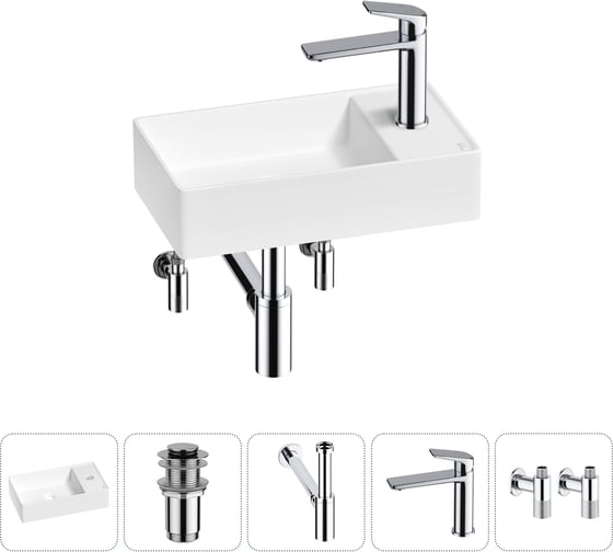 Мини-раковина для ванной комнаты или туалета Wellsee WC Area в наборе 5 в 1 20213638R 1