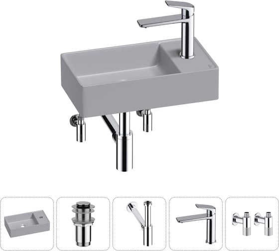 Мини-раковина для ванной комнаты или туалета Wellsee WC Area в наборе 5 в 1 20213753R