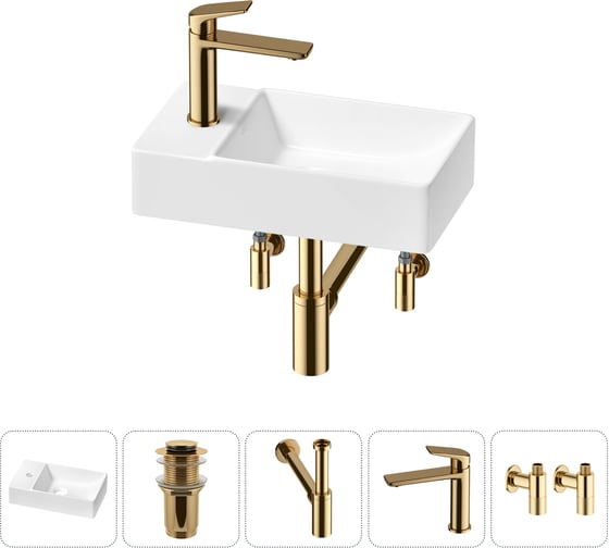 Мини-раковина для ванной комнаты или туалета Wellsee WC Area в наборе 5 в 1 20215571R