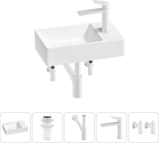 Мини-раковина для ванной комнаты или туалета Wellsee WC Area в наборе 5 в 1 20215588R