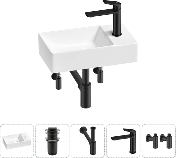 Мини-раковина для ванной комнаты или туалета Wellsee WC Area в наборе 5 в 1 20215586R