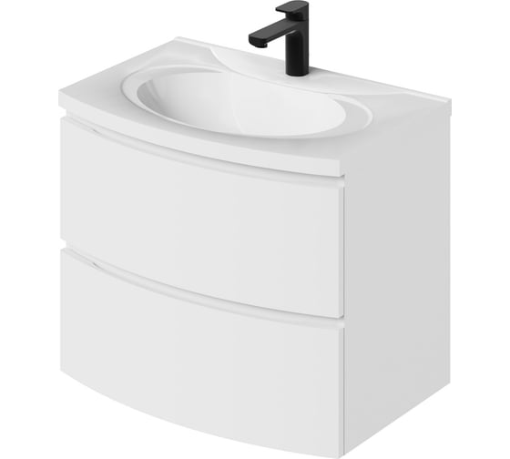 Тумба с раковиной подвесная ИТАНА с радиусными фасадами Arko 70 2 ящика Бланж 4657836463767 1