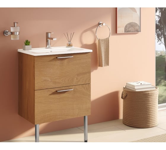 Тумба VitrA MiA с 2 ящиками + раковина, 60 см, золотой дуб 67270