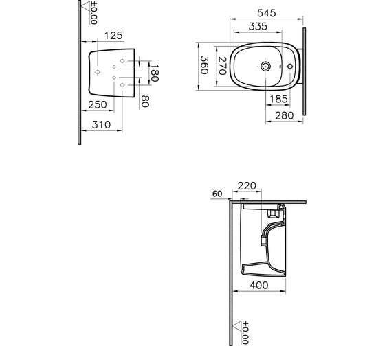 Подвесное биде VitrA PlurAl матовый черный 7831B483-0288