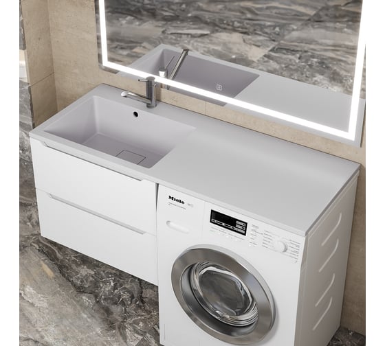 Раковина над стиральной машиной Uperwood Cosmos Quartz_120 см, левая, жасмин RCosmos120LJ