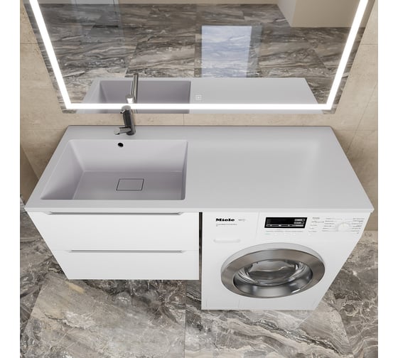 Раковина над стиральной машиной Uperwood Cosmos Quartz_120 см, левая, жасмин RCosmos120LJ