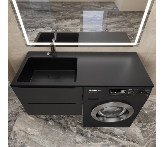 Раковина над стиральной машиной Uperwood Cosmos Quartz_120 см, левая, уголь RCosmos120LU