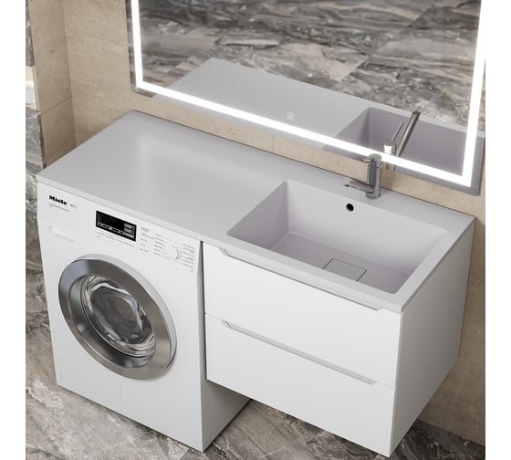 Раковина над стиральной машиной Uperwood Cosmos Quartz_120 см, правая, жасмин RCosmos120RJ
