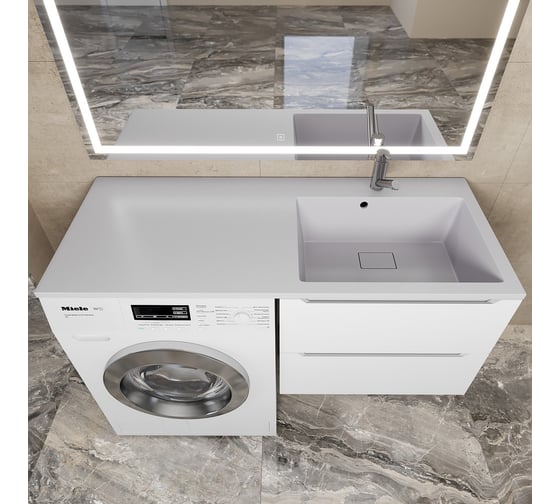 Раковина над стиральной машиной Uperwood Cosmos Quartz_120 см, правая, жасмин RCosmos120RJ
