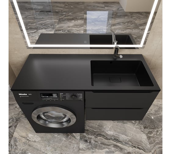 Раковина над стиральной машиной Uperwood Cosmos Quartz_120 см, правая, уголь RCosmos120RU