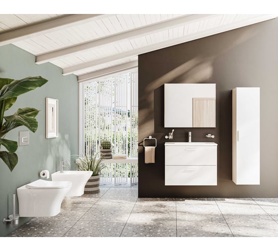 Тумба VitrA MiA гл.бел, 80см, 2 ящика + ножки, раковина, 66109