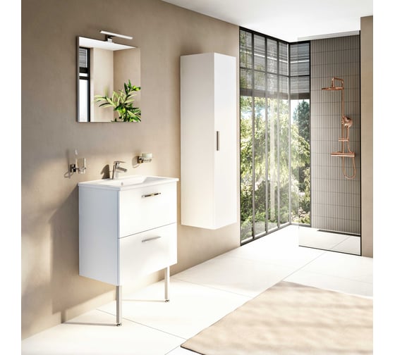 Тумба VitrA MiA гл.бел, 60см, 2 ящика + ножки, раковина 66106