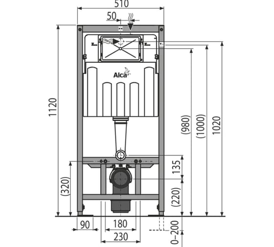 Инсталляция для унитаза Alcadrain SET 3v1 AM101/1120 RU+M71-0001 с хром кнопкой 00066884
