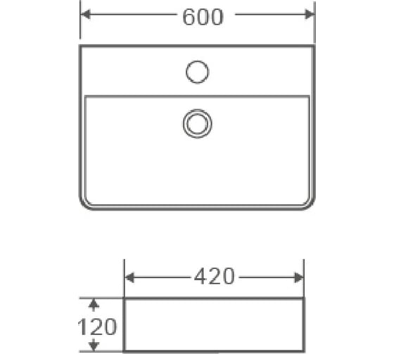 Накладная раковина Azario AZ-2173 600х420х120 мм 00055318