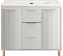 Тумба напольная Brevita RISACCA crema -100, 2 дверцы, 3 ящика, с раковиной УТ000025682