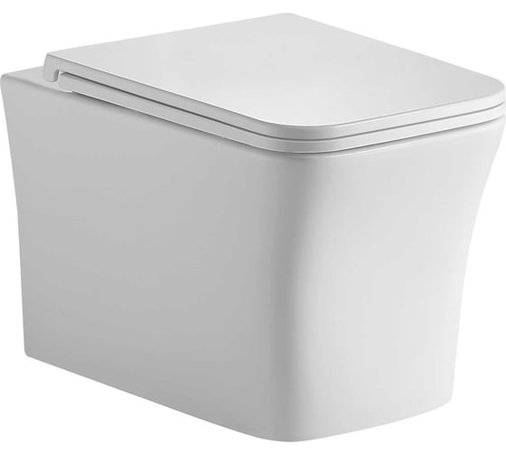 Унитаз подвесной безободковый HOLLER VESSEL, 520х340х355мм, сиденье дюропласт, микролифт, белый 334573