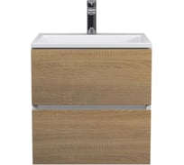 Тумба с раковиной для ванной uperwood Barsa_50 см, раковина белая, подвесная тумба белая/дуб сонома 29830205646
