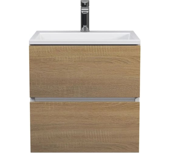Тумба с раковиной для ванной uperwood Barsa_50 см, раковина белая, подвесная тумба белая/дуб сонома 29830205646
