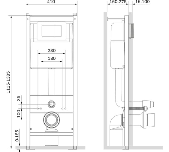 Инсталляция для подвесного унитаза Damixa с белой клавишей DX00.I011.0101
