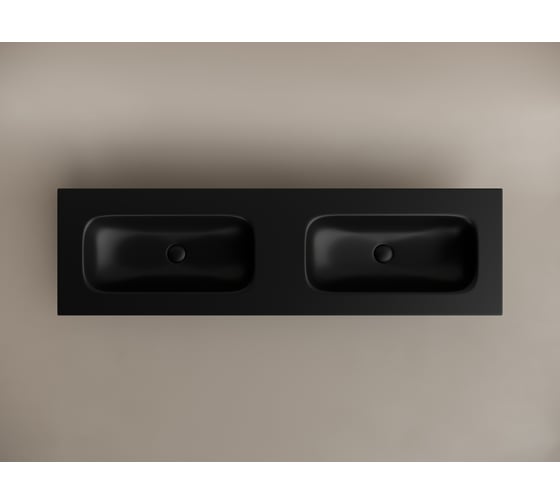 Раковина накладная мебельная Ceramicanova Grace прямоугольная 1610x457x137 с двумя чашами и отверстиями под смеситель цвет черный матовый CN7023MB