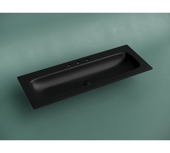 Раковина накладная мебельная Ceramicanova Grace прямоугольная 1210x457x137 с тремя отверстиями под смеситель цвет черный матовый CN7024MB