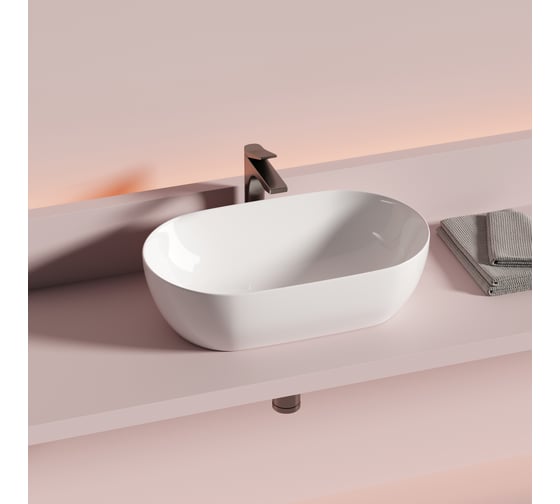 Раковина накладная Ceramicanova Twist овальной формы 500x300x140 белый CN12001
