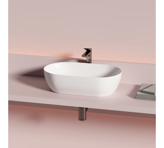 Раковина накладная Ceramicanova Twist овальной формы 500x300x140 белый CN12001